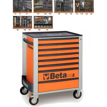Beta Tools C24S/8 O + 5904VI/3T Gereedschapswagen | Gevuld | 8 Laden | Oranje | 142 Delig Set 